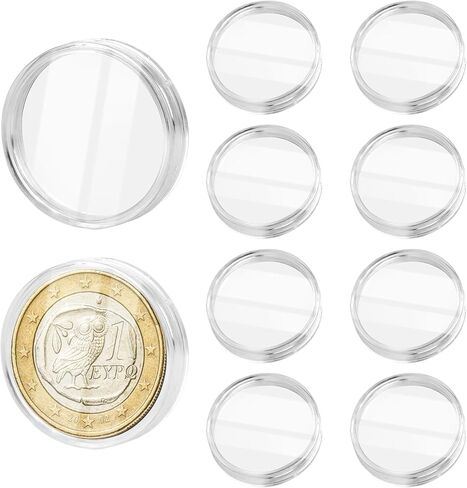 10 Pcs 42mm Clear Coin Capsules, Plastic Silver Dollar Coin Holder, Coin Cases for Collectors, Coin Plastic Case for Coin Collection American Silver Eagle Liberty Coin &JFK Half Dollar & Bitcoin in Kuwait