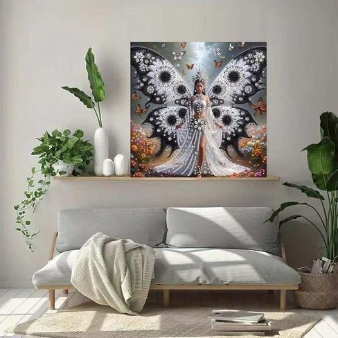 ZHUDENGXJL 5D Diamond Painting Kits for Adults,Colourful Angel Wings Fairy Diamond Art Kits for Adults,DIY Full Drill Diamond Dot Gem Art Kits for Adults Beginners,Wall Home Decor 12 X 12inch in Saudi Arabia