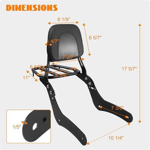 Eumti Motorcycle Sissy Bar Detachable Rear Passenger Backrest with Luggage Rack Backrest Pad for Honda Rebel 1100 1100T CMX1100 DCT 2021-2024 Replace OEM P/N:08R71-MLA-A00MLA-A00 in Kuwait