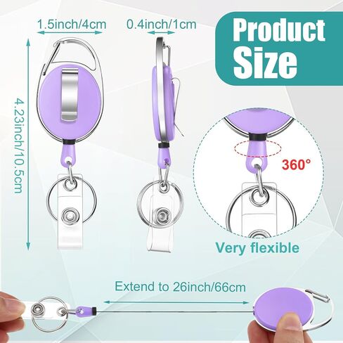 100 Packs Badge Reel Retractable Card Holders Heavy Duty Badge Holder Reels with Belt Clip and Key Ring Employee Work Badge Holder Reels Black Key Chain Extender for Office Employee Nurse (Black) in Kuwait