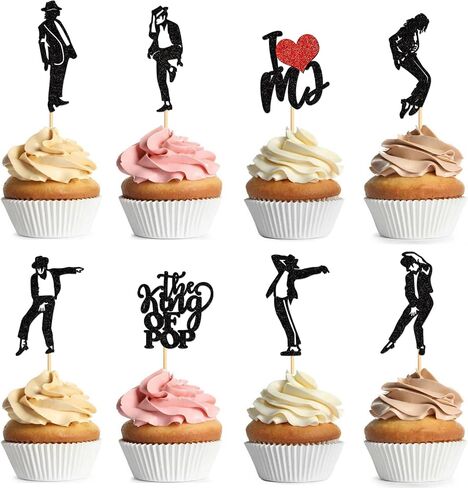 32PCS Music Singer Cupcake Toppers Glitter Popular Dance Singer Cupcake Picks Decorations for I Love Ts Legend Since 1989 Theme Party Birthday Party Music Themed Party 1989 Theme Party in Kuwait