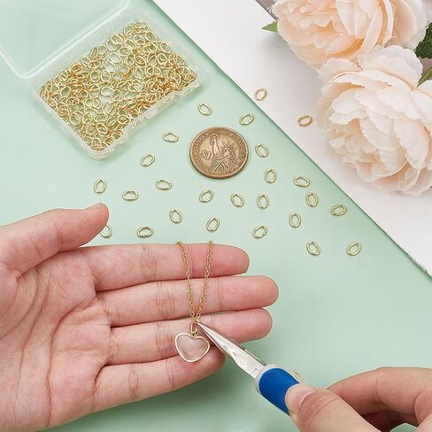 UNICRAFTALE 500Pcs 18K Gold Plated Oval Jump Rings 304 Stainless Steel 6mm Long Golden Rings for Jewelry Making DIY Craft Earring Bracelet Pendant Choker in Saudi Arabia