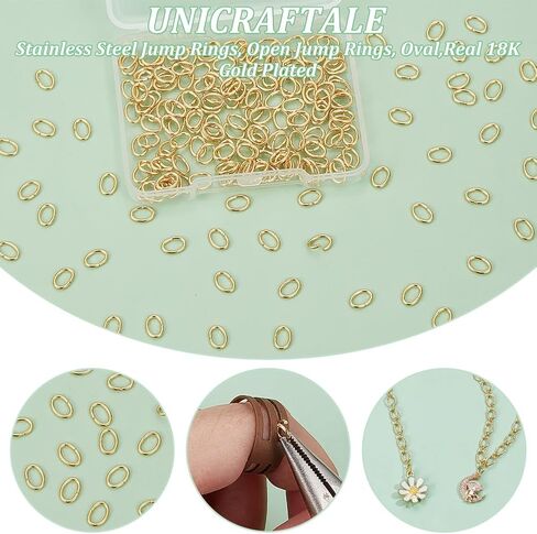 UNICRAFTALE 500Pcs 18K Gold Plated Oval Jump Rings 304 Stainless Steel 6mm Long Golden Rings for Jewelry Making DIY Craft Earring Bracelet Pendant Choker in Saudi Arabia
