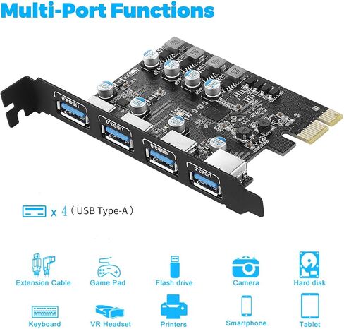 PCIe to USB 3.0 Expansion Card 7 USB Ports (4 USB Type-A and 3 USB Type-C Ports), PCI Express USB Add in Card for Desktop PC Host Card Support Windows 10/8/7/XP and MAC OS 10.8.2 Above in Saudi Arabia