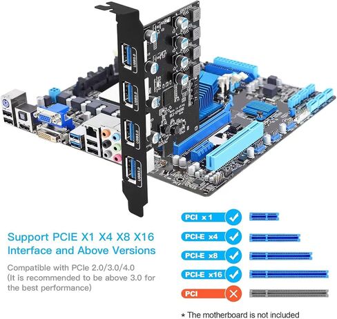 PCIe to USB 3.0 Expansion Card 7 USB Ports (4 USB Type-A and 3 USB Type-C Ports), PCI Express USB Add in Card for Desktop PC Host Card Support Windows 10/8/7/XP and MAC OS 10.8.2 Above in Saudi Arabia