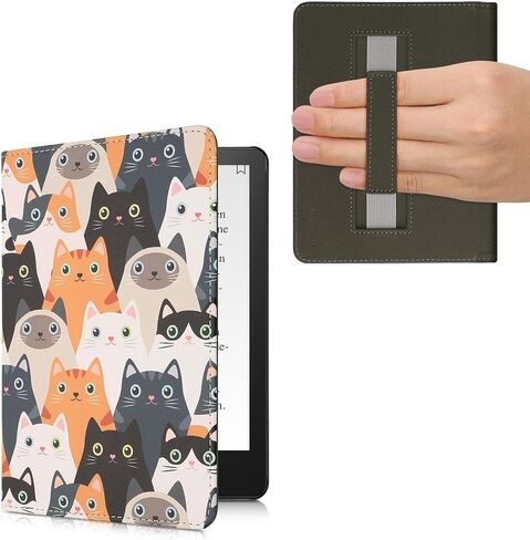 حافظة kwmobile متوافقة مع Amazon Kindle Paperwhite 11. حافظة الجيل 2021 - غطاء من البولي يوريثان مع حزام - شعار المكتبة متعدد الألوان in Kuwait
