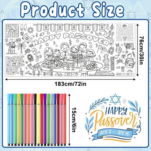 Giant 2025 Happy New Year Coloring Poster for Kids, 72x30 inch New Year's Eve Coloring Tablecloth with Paint Pens New Years Paper Tablecloth for New Year's Eve Games Gifts Activities Classroom Decor in Kuwait