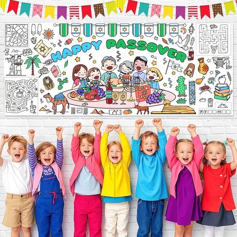 Giant 2025 Happy New Year Coloring Poster for Kids, 72x30 inch New Year's Eve Coloring Tablecloth with Paint Pens New Years Paper Tablecloth for New Year's Eve Games Gifts Activities Classroom Decor in Kuwait