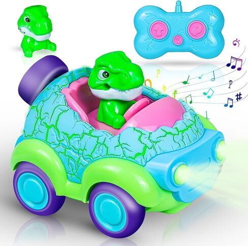 Remote Control Car for Toddlers 1-3, Kids Rc Cars Toy Ages 3-5 Dinosaur Toys for Boys, Boys & Girls Christmas Birthday Gifts, Rechargable Dinosaur Car with Led Lights & Music for Toddler Ages 2-4 in Saudi Arabia