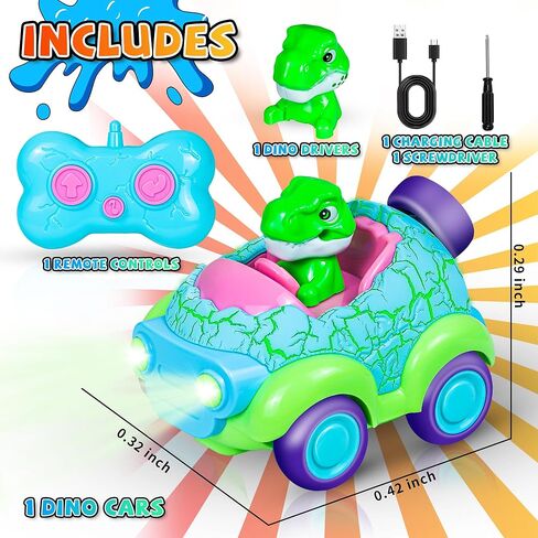 Remote Control Car for Toddlers 1-3, Kids Rc Cars Toy Ages 3-5 Dinosaur Toys for Boys, Boys & Girls Christmas Birthday Gifts, Rechargable Dinosaur Car with Led Lights & Music for Toddler Ages 2-4 in Saudi Arabia