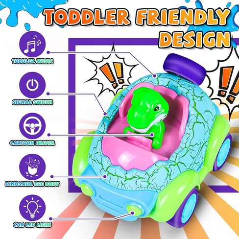 Remote Control Car for Toddlers 1-3, Kids Rc Cars Toy Ages 3-5 Dinosaur Toys for Boys, Boys & Girls Christmas Birthday Gifts, Rechargable Dinosaur Car with Led Lights & Music for Toddler Ages 2-4 in Saudi Arabia