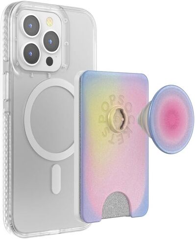 PopSockets Phone Wallet with Expanding Grip and Adapter Ring for MagSafe, Phone Card Holder, Wireless Charging Compatible, Wallet Compatible with MagSafe - All Smiles in Kuwait