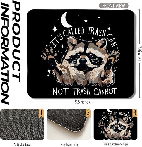 Funny Mouse Pad, It's Called Trash Can Not Trash Cannot Funny Raccoon Mouse Pad, Raccoon Gifts, Funny Raccoon Mouse Pad for Wireless Mouse Computers Laptop Desk Accessories, 9.5x7.9 Inch in Saudi Arabia
