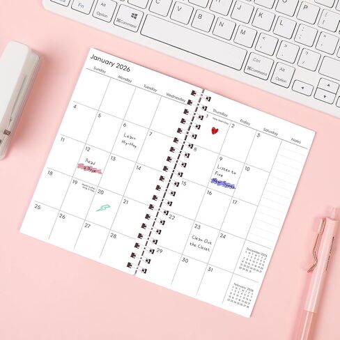 Pocket Calendar 2025-2026, Small Pocket Planner 2026 for Purse - 3.5"×6.5" - From January 2025 - December 2026, Daily Monthly Agenda with Coil for Planning in Kuwait