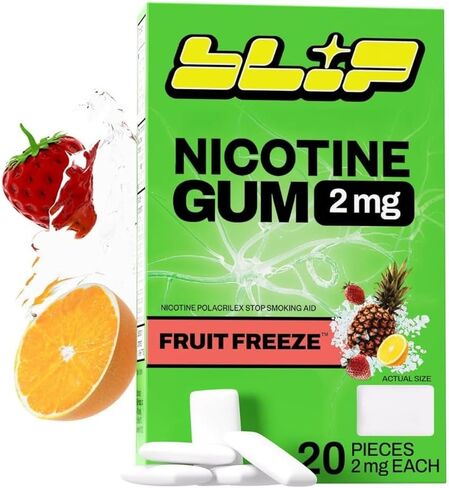 Blip NRT Nicotine Gum - 2mg Fruit Freeze Flavor (20 Count) - Help Quit Smoking Aid, Reduce Cravings - Nicotine Replacement in Kuwait