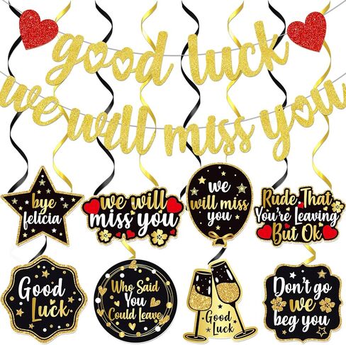 Black Good Luck We will Miss You banner We Will Miss You Deorations Going Away Party Decorations Goodbye Party Decorations Farewell Decorations Party Coworker Leaving Decorations in Kuwait
