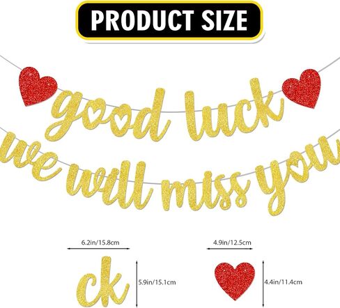 Black Good Luck We will Miss You banner We Will Miss You Deorations Going Away Party Decorations Goodbye Party Decorations Farewell Decorations Party Coworker Leaving Decorations in Kuwait