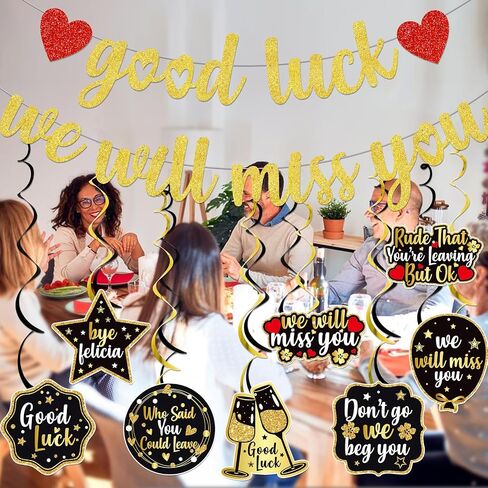 Black Good Luck We will Miss You banner We Will Miss You Deorations Going Away Party Decorations Goodbye Party Decorations Farewell Decorations Party Coworker Leaving Decorations in Kuwait