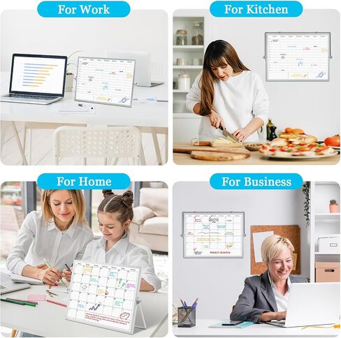 White Board Dry Erase Board for Wall, Magnetic Whiteboard Calendar 24" X 18", Weekly Calendar Whiteboard with Hourly Time Slots, Hanging Double-Sided White Board for Office, School, Home in Kuwait