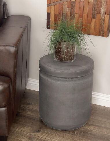 Deco 79 Stool, 14"L x 14"W x 16"H, DARK GRAY in Kuwait