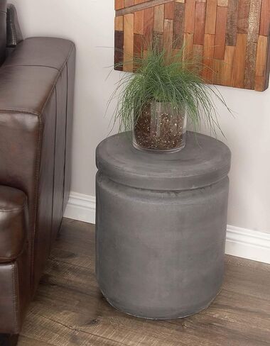 Deco 79 Stool, 14"L x 14"W x 16"H, DARK GRAY in Kuwait