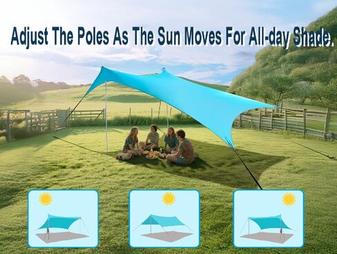 BESTSET 10×10ft UPF50+ Beach Tent Sun Shelter, Windproof Stable Outdoor Pop Up Beach Shade Canopy for Camping, Fishing, Backyard Fun or Picnics, 4 Poles in Saudi Arabia
