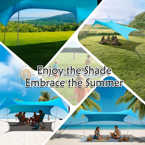 BESTSET 10×10ft UPF50+ Beach Tent Sun Shelter, Windproof Stable Outdoor Pop Up Beach Shade Canopy for Camping, Fishing, Backyard Fun or Picnics, 4 Poles in Saudi Arabia