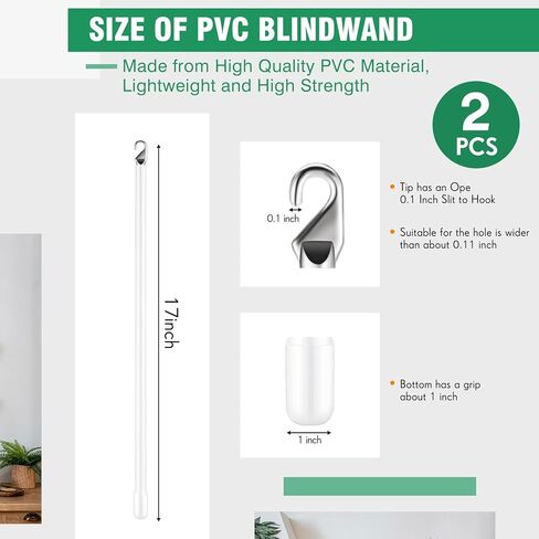 Therwen 2 Pcs PVC Long Blind Wand Replacement with Hook and Handle White Vertical Blinds Wand Opener Stick Curtain Wand Tilt Rod for Windows Accessory Curtain Door Shades (12 inch) in Kuwait