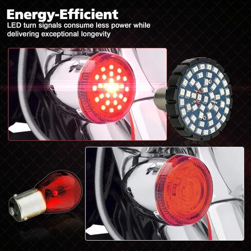 SUNPIE دراجة نارية LED بدوره إشارات نمط مسطح متوافق مع Harley Davidson Electra Glide Road King Heritage Softail Classic Road Glide Classic 1994-20219، مقبس أبيض كهرماني 1157 in Kuwait