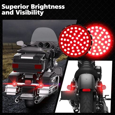 SUNPIE دراجة نارية LED بدوره إشارات نمط مسطح متوافق مع Harley Davidson Electra Glide Road King Heritage Softail Classic Road Glide Classic 1994-20219، مقبس أبيض كهرماني 1157 in Kuwait