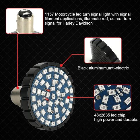 SUNPIE دراجة نارية LED بدوره إشارات نمط مسطح متوافق مع Harley Davidson Electra Glide Road King Heritage Softail Classic Road Glide Classic 1994-20219، مقبس أبيض كهرماني 1157 in Kuwait