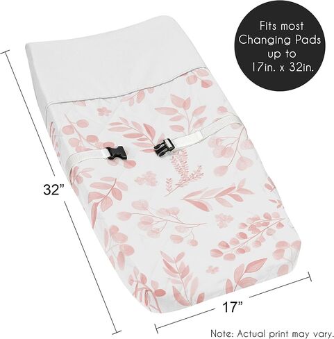 Sweet Jojo Designs Floral Leaf Girl Baby Nursery Changing Pad Cover - Green and White Boho Watercolor Botanical Woodland Tropical Garden in Kuwait