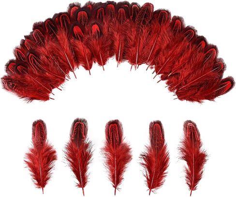 THARAHT Spotted Feathers 120pcs 2-3inch Small Natural Bulk Guinea Pheasant Feather for Crafts Hats Dream Catcher Decoration Feathers,Coffee in Kuwait