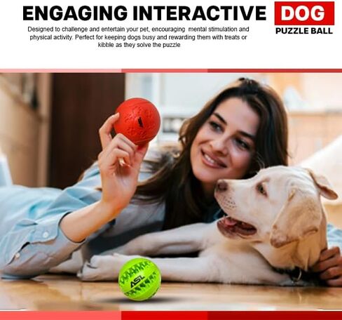 Pet Puzzle Toy 1 Pack (2 Balls) – Treat Dispensing, Chew & Interactive Dog Toys for Mental Stimulation, Slow Feeding, Dental Care, Teething Relief, Training, Boredom, Enrichment, and Smart Dogs. in Kuwait