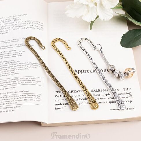 Framendino, 12 Pack Metal Bookmark Hairpin Hook Antique Tibetan Silver Carved Hook Bookmarks with Loop for Crafting in Saudi Arabia