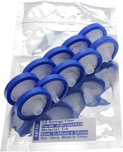 AMTAST Hydrophobic PVDF Syringe Filter Non Sterile 25mm Diameter 0.22um Pore Size (Pack of 10) in Kuwait