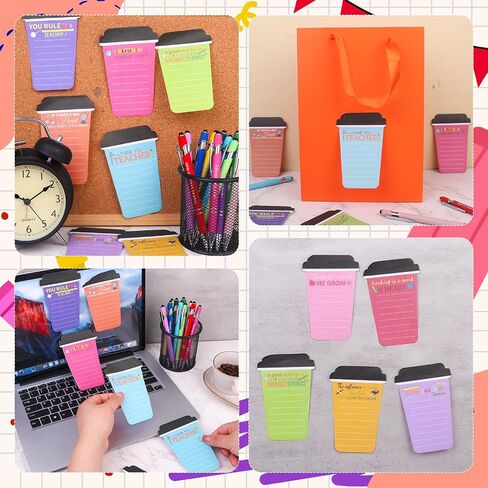 108 Pcs Inspirational Sticky Notes with Pen Inspirational Gifts Set Funny Motivational Sticky Coffee Cup Notepad Appreciation Sticky Note Thank You Gift for Teacher Coworker Office School in Kuwait