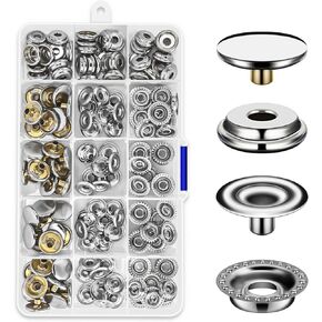 Heavy Duty Snap Fastener Tool, Upgraded Version Snap Button Tool Includes 30 Sets 15mm Snap Button Kit for Boat Cover, Repairing Boat Covers, Canvas, SewingTarps
