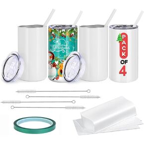 Rommeka Sublimation Blanks Skinny Sippy Cups, 12oz Spill Proof Stainless Steel Insulated Tumbler with Lid and Straw, Double Wall Water Bottle with Handle for Kids and Children
