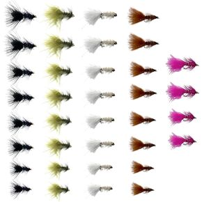 Feeder Creek Premium Bead Head Wooly Bugger Assortment, 36 Fly Fishing Wet Flies for Trout, Bass, Salmon & More Freshwater Fish, 5 Colors Variety Plus Flash