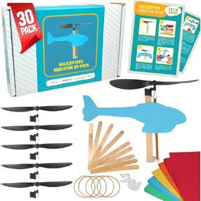 Rubber Band Helicopter Kit – 10-Pack - DIY STEM Craft Project for Kids - Build Your Own Rubberband Flying Toy