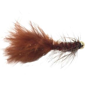 Feeder Creek Bead Head Wooly Bugger Fly Fishing Flies for Trout, Bass and Panfish - 12pc Handmade Multicolor Wet Flies for Freshwater Fishing (4, Olive/Brown)