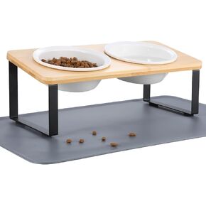 Elevated Cat Bowls Whisker Friendly,Cat Food Bowls with Silicone Food Mat,15°Tilted Stand Anti Vomiting Raised Cat Dishes for Food and Water,2 Stainless Steel Bowls for Cats and Puppy in Kuwait