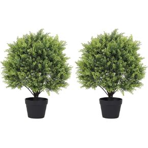 I.C.ELAINE 24" T Topiary Trees Artificial Indoor Outdoor 2 Pack Fake Boxwood Plants Outside Faux Bushes and Shrubs Set of 2 for Front Porch Patio