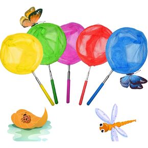 Kids Telescopic Butterfly Fishing Nets for Kids Catching Insect Net Outdoor Tools for Catching Bugs Fish Insect Ladybird, Extendable 34 Inches and Anti Slip Grip