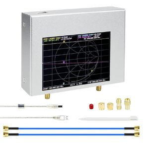 مُحسّن AURSINC NanoVNA V3 NanoRFE VNA6000 محلل شبكة المتجهات 50 كيلو هرتز - 6 جيجا هرتز HF VHF UHF محلل هوائي محمول راديو هام مع شاشة لمس 4 بوصات قياس معلمات S، SWR، المرحلة، التأخير، مخطط سميث