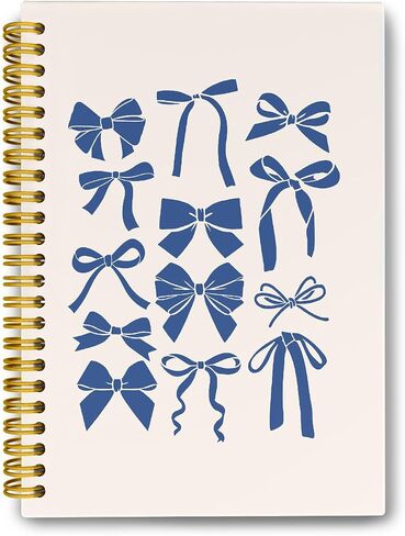 LiTiu Pink Coquette Preppy Notebook, Bow Aesthetic Spiral Journaling Notebook for School Teen Girls, Preppy Funky Hardcover Spiral Campus Notebook 80 Sheets 5.8x8.3 in Kuwait