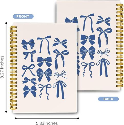 LiTiu Pink Coquette Preppy Notebook, Bow Aesthetic Spiral Journaling Notebook for School Teen Girls, Preppy Funky Hardcover Spiral Campus Notebook 80 Sheets 5.8x8.3 in Kuwait