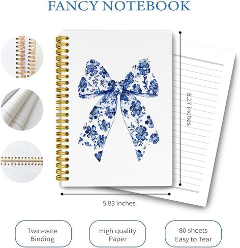دفتر ملاحظات LiTiu Pink Coquette Preppy، دفتر يوميات حلزوني جمالي للفتيات المراهقات في المدارس، دفتر ملاحظات الحرم الجامعي الحلزوني ذو غلاف فني غير تقليدي 80 ورقة 5.8x8.3 in Kuwait