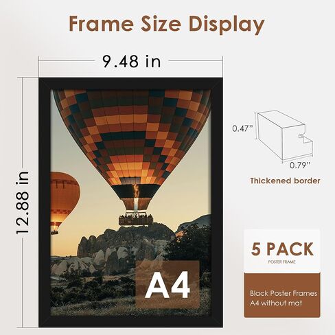 16x16 Picture Frame Set of 5, Black Poster Frame for Wall Display Photo Frames in Saudi Arabia